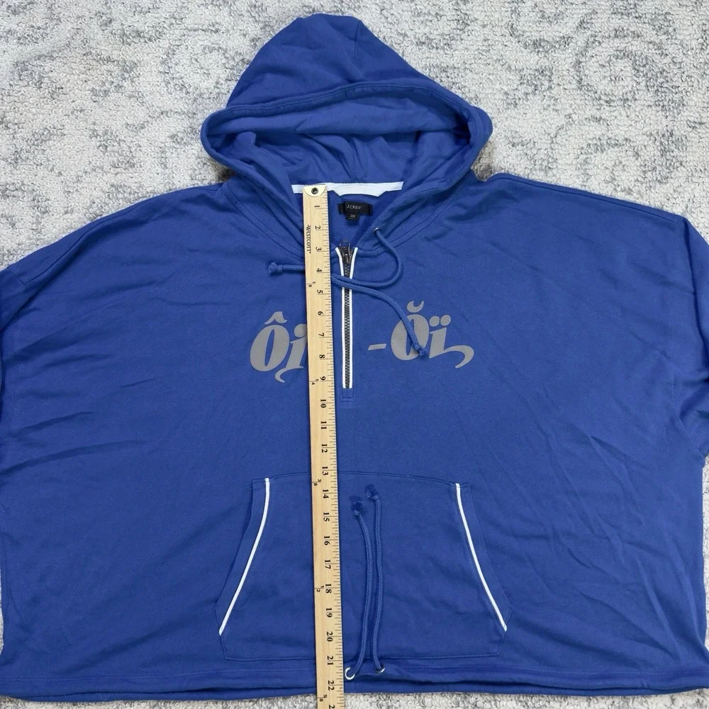 J.‎ Crew Full Zip Hoodie Unisex Cropped Size 3X Blue Pockets Fall Casual